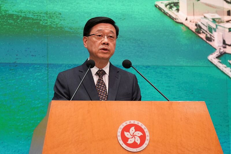 2024年5月14日，香港行政长官李家超出席行政会议。（路透社）